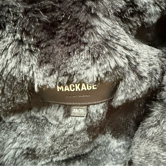 Mackage Rabbit Fur trim Hood and fully Fur lined inside Black Hooded Down Parka - Picture 3 of 4